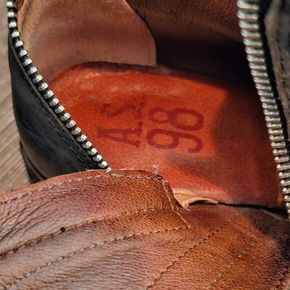 A.S 98 Black and Camo Combat Zippered Moto Biker Boots Size 36 US 6 - Picture 11 of 12